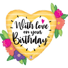 35 inch With Love Birthday Flowers balloon