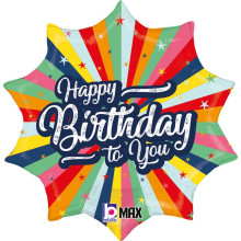 18 inch Birthday Bursting Colors balloon