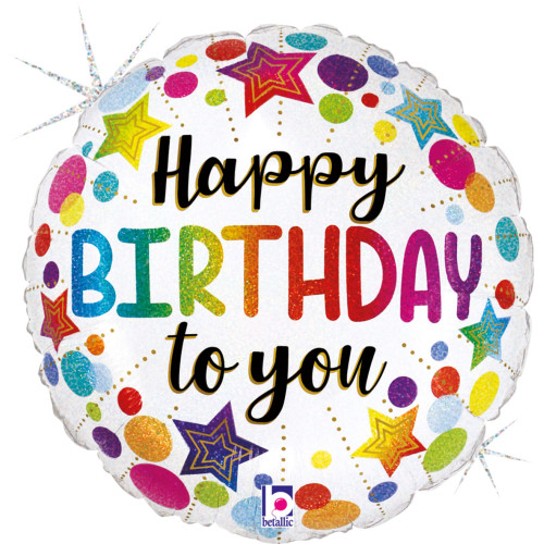 18 inch Birthday Stars and Dots Foil balloon