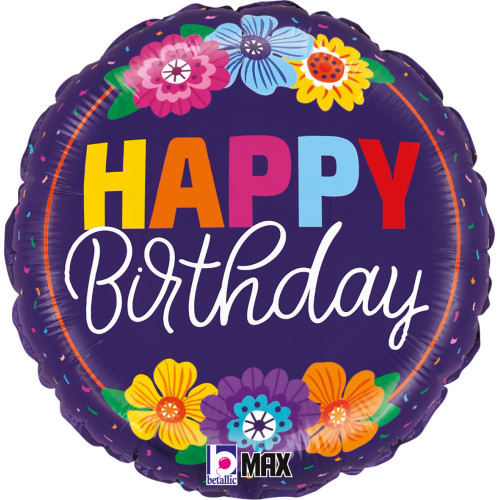 18 inch Bold Blooms Birthday Foil balloon 18 inch Bold Blooms Birthday Foil balloon