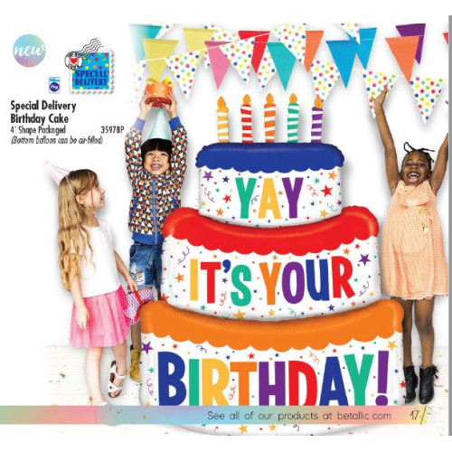 120 cm inch Special Delivery B-Day Cake balloon