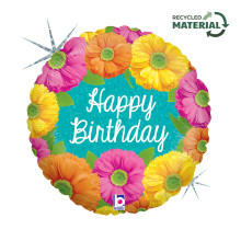 18 inch Bright Birthday Blooms Holographic Foil balloon 18 inch Bright Birthday Blooms Holographic Foil balloon