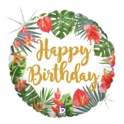 بالون عيد ميلاد ازهار واوراق 18 إنش