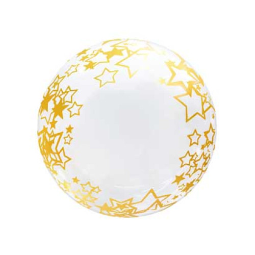 18 inch Printed Gold Star Bubble Balloons 18 inch Printed Gold Star Bubble Balloons