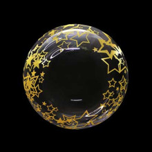 18 inch Printed Gold Star Bubble Balloons