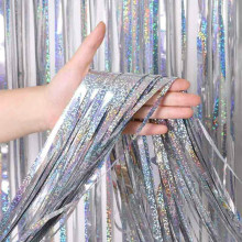 Silver holographic foil curtain 2.4x1.0 m