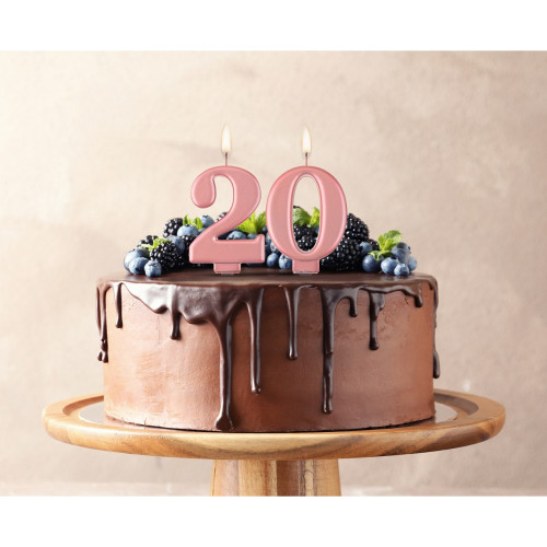 Birthday candle number 0, metallic rosegold, 8.0 cm