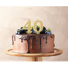 Birthday candle number 4, metallic gold, 8.0 cm