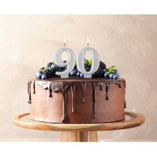 Birthday candle number 9, metallic silver, 8.0 cm Birthday candle number 9, metallic silver, 8.0 cm