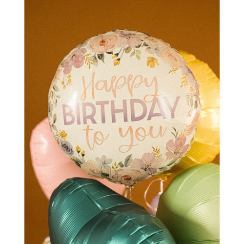 18 inch Floral Watercolor Birthday balloon 18 inch Floral Watercolor Birthday balloon