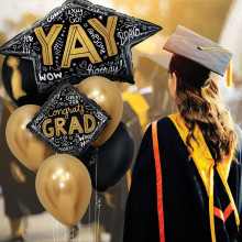 30 inch Grad Cap Words Foil balloon