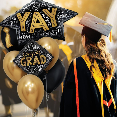 30 inch Grad Cap Words Foil balloon