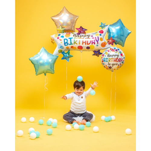 18 inch Birthday Stars and Dots Foil balloon