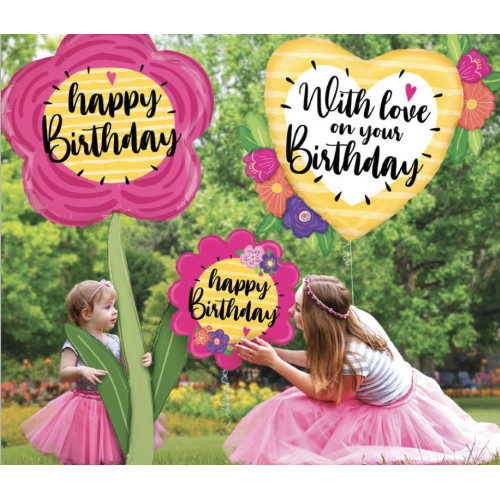 بالون عيد ميلاد قلب اصفر 35 إنش