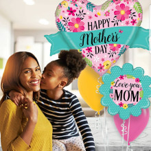 18 inch Glittering Floral Love You Mom Foil balloon