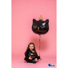 26 inch Cat Princess - Black Foil balloon