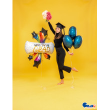 42 inch Bursting Stars Grad Diploma Foil balloon