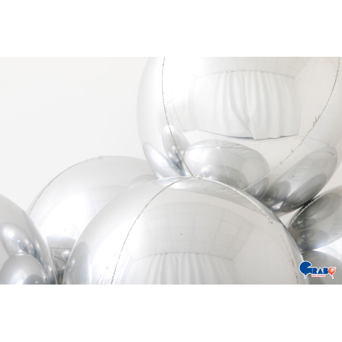 15 inch Globe Silver 4D Foil Balloons 15 inch Globe Silver 4D Foil Balloons