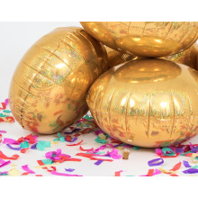 18 inch Round Glitter Holographic Gold Foil Balloons