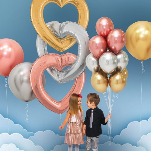 41 inch Linking Heart Silver Foil Balloon