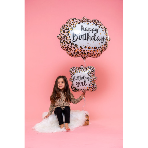 18 inch Satin Leopard Bday Girl Foil balloon