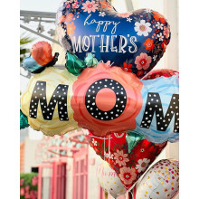 47 inch Mom Butterfly Flowers Foil balloon