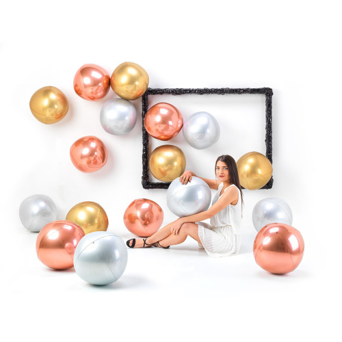 15 inch Globe Satin Gold 4D Foil Balloons 15 inch Globe Satin Gold 4D Foil Balloons