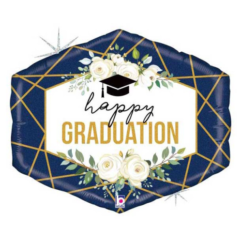 30 inch Geo Navy Graduation Foil balloon
