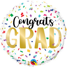 18 inch CONGRATS GRAD COLOR CONFETTI balloon