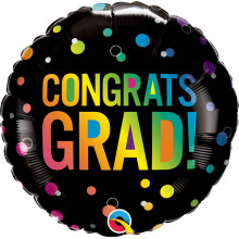 18 inch CONGRATS GRAD OMBRE DOTS balloon