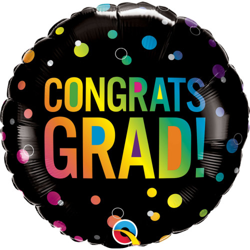 18 inch CONGRATS GRAD OMBRE DOTS balloon