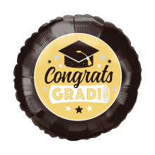 18 inch Congratulations GRAD! Foil Balloon - Black & Gold - Party Decoration 18 inch Congratulations GRAD! Foil Balloon - Black & Gold - Party Decoration