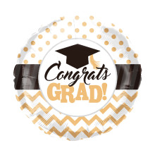 18 inch Gold Polka Dot "Congrats GRAD!" Foil Balloon - Graduation Party Decor 18 inch Gold Polka Dot "Congrats GRAD!" Foil Balloon - Graduation Party Decor