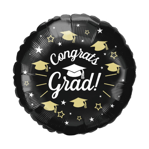 Black & Gold Graduation Cap Foil Balloon - "Congrats Grad!"18 inch Black & Gold Graduation Cap Foil Balloon - "Congrats Grad!"18 inch