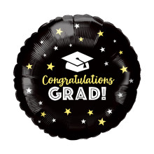 18 inch Black "Congratulations GRAD!" Foil Balloon - Star Design