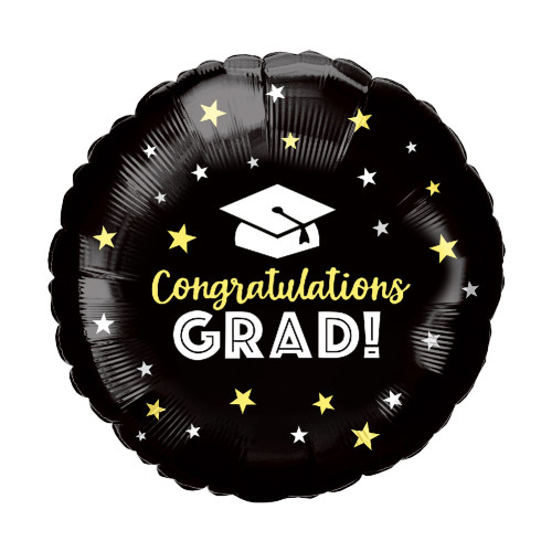 18 inch Black "Congratulations GRAD!" Foil Balloon - Star Design 18 inch Black "Congratulations GRAD!" Foil Balloon - Star Design