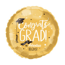 18 inch Gold "Congrats GRAD!" Foil Balloon - Graduation Celebration 18 inch Gold "Congrats GRAD!" Foil Balloon - Graduation Celebration