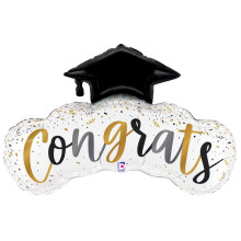 40 inch Satin Congrats Confetti Grad Foil balloon