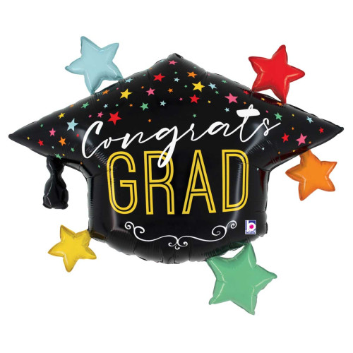 40 inch Colorful Stars Grad Hat Foil balloon 40 inch Colorful Stars Grad Hat Foil balloon