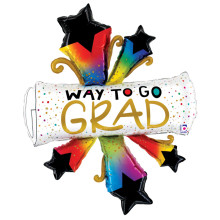 42 inch Bursting Stars Grad Diploma Foil balloon