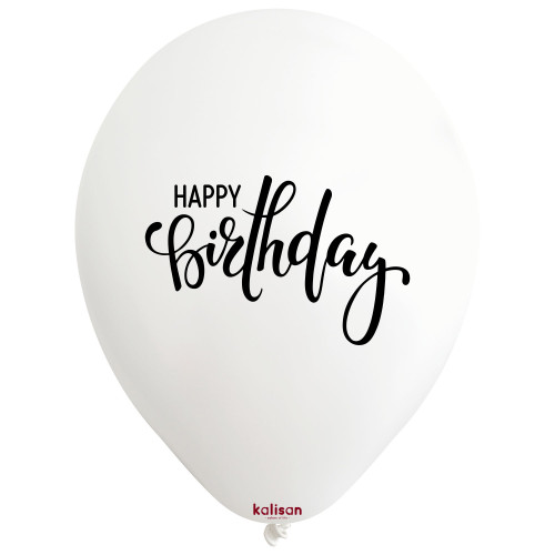 بالون مطبوع عيد ميلاد اسود ابيض 12 إنش (25 حبة)