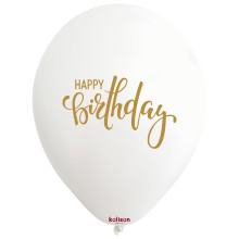 12 inch B&W Happy Birthday Balloons 25 pcs