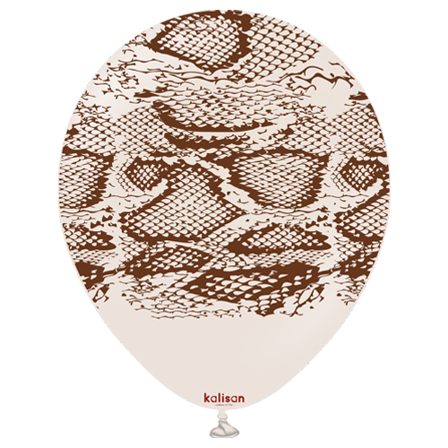 بالون سفاري ثعبان مطبوع ابيض رملي و بني(25 حبة)