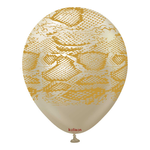 12 inch Safari Snake White Gold Kalisan Printed Latex Balloons (25)