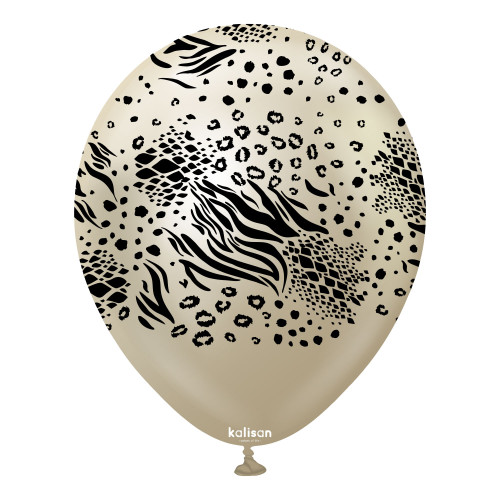 12 inch Safari Mutant White Gold Kalisan Printed Latex Balloons (25) 12 inch Safari Mutant White Gold Kalisan Printed Latex Balloons (25)