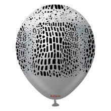 12 inch Safari Crocodile Mirror Silver Printed Latex Balloons (25)