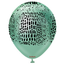 12 inch Safari Crocodile Mirror Green Printed Latex Balloons (25)