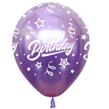 12 inch Happy Birthday Chrome Confetti Balloons 25 pcs