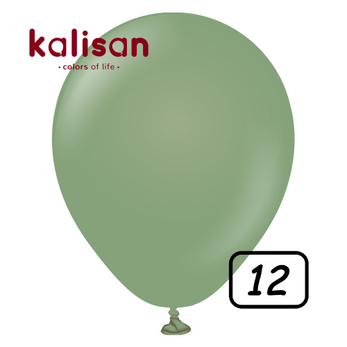 12 inch Retro Latex Balloons Eucalyptus - 100 Pcs