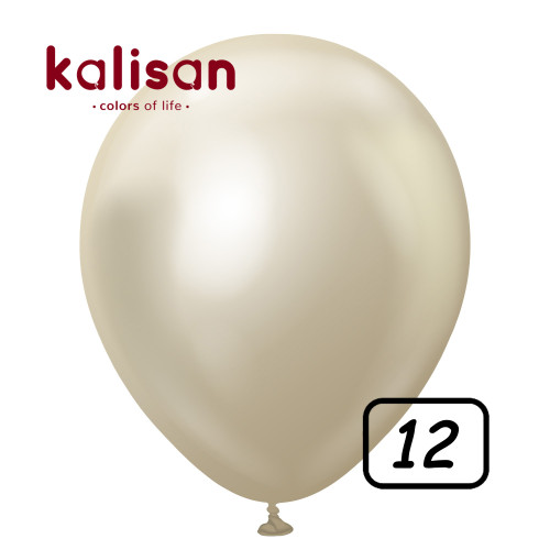 بالون كروم ابيض ذهبي 12 إنش (50 حبة)